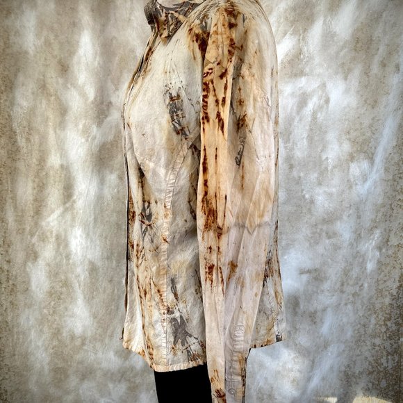 Hand Printed Post-Apocalypse Rusted Button Down - 12 - Picture 4 of 9